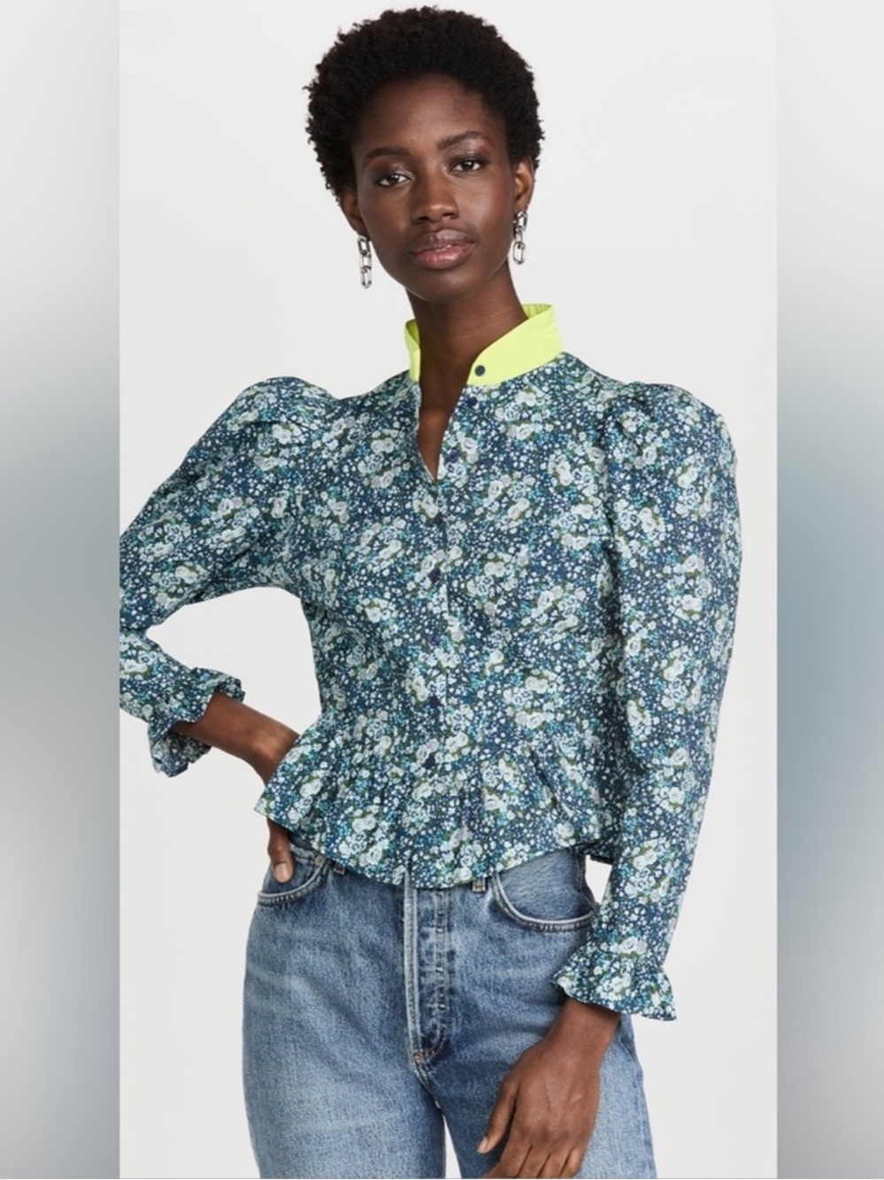 BATSHEVA x LAURA ASHLEY Cotton Poplin Grace Blouse Allentown Floral Victorian 8